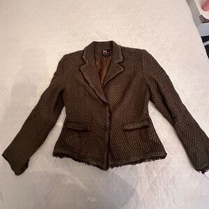 Brown tweed skirt and blazer set